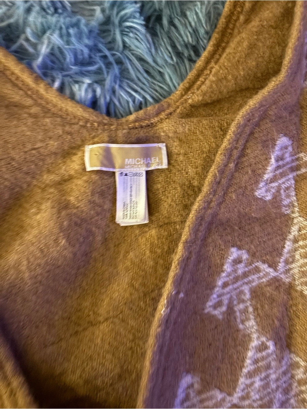 Michael Kors Brown Crewneck Sweater with Contrast Pattern